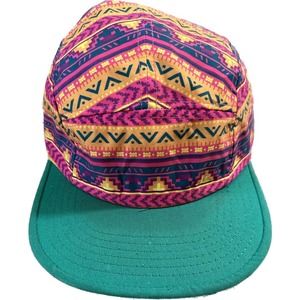 Chuck Original's Hat Five Panel Strapback Green bill Aztec Southwestern pink